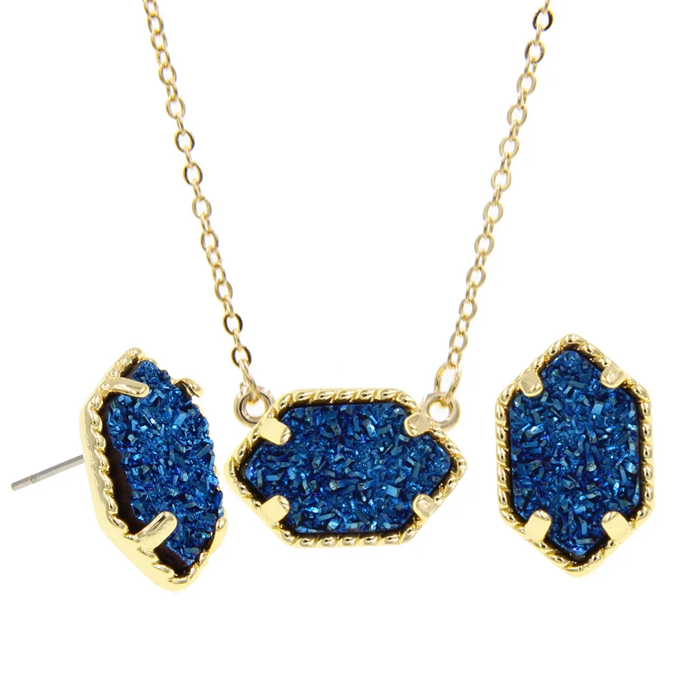 YJX Wholesale 6 Set Lot Genuine Gold Color Mini Iridescent Drusy Pendant Necklace With Stud Earrings Boutique Jewelry Sets
YJX Wholesale 6 Set Lot Genuine Gold Color Mini Iridescent Drusy Pendant Necklace With Stud Earrings Boutique Jewelry Sets