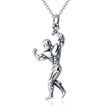 Real 925 Sterling Silver MUSCLE MAN BODYBUILDER DUMBBELL BARBELL Pendant Necklace Fitness Gym Women Men Sports Necklaces Fashion
Real 925 Sterling Silver MUSCLE MAN BODYBUILDER DUMBBELL BARBELL Pendant Necklace Fitness Gym Women Men Sports Necklaces Fashion