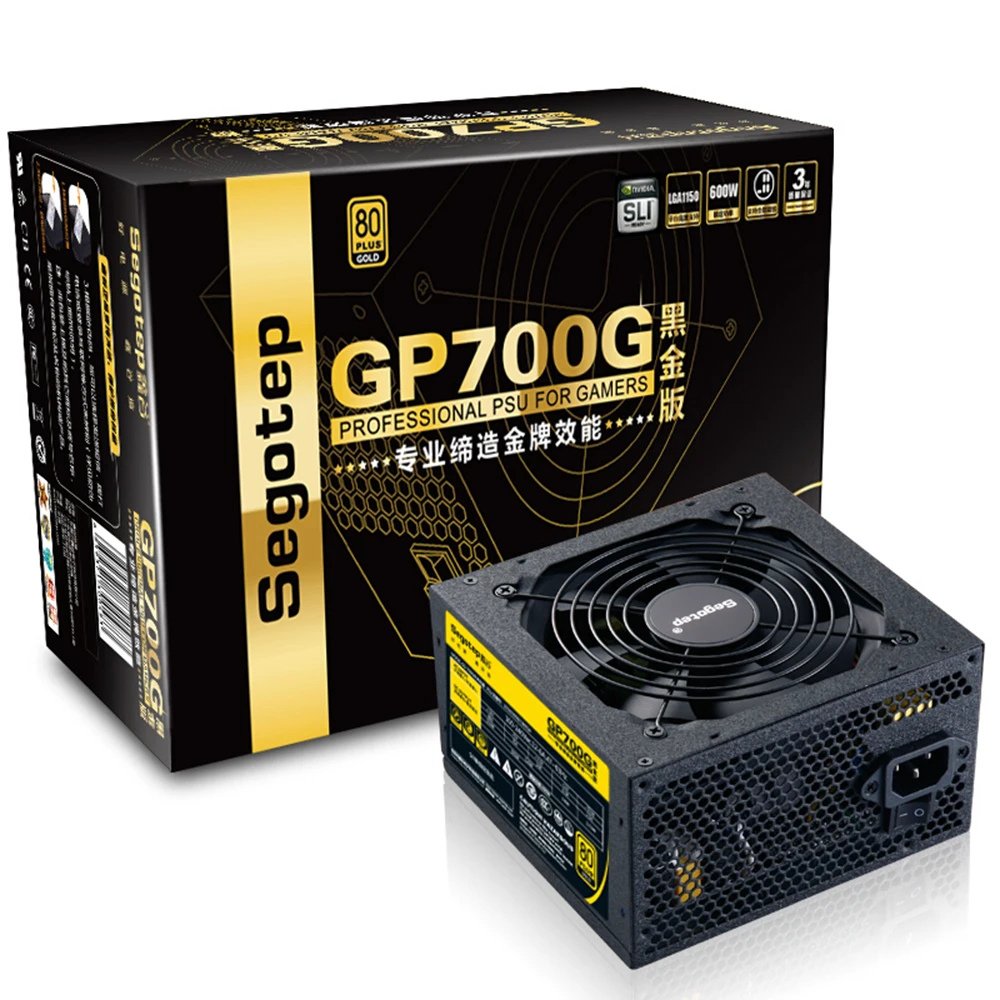 

Segotep 600W GP700G ATX PC Computer Power Supply Gaming PSU 12V Active PFC 93% Efficiency 80Plus Gold Universal AC Input 100-240