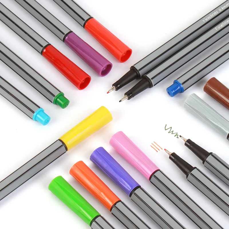 2017 Popular 0.4mm Fineliner Color art Marker Pens 24 Assorted Colours Fine Superfine For Hook Fiber Pen Material Non-toxic | Канцтовары