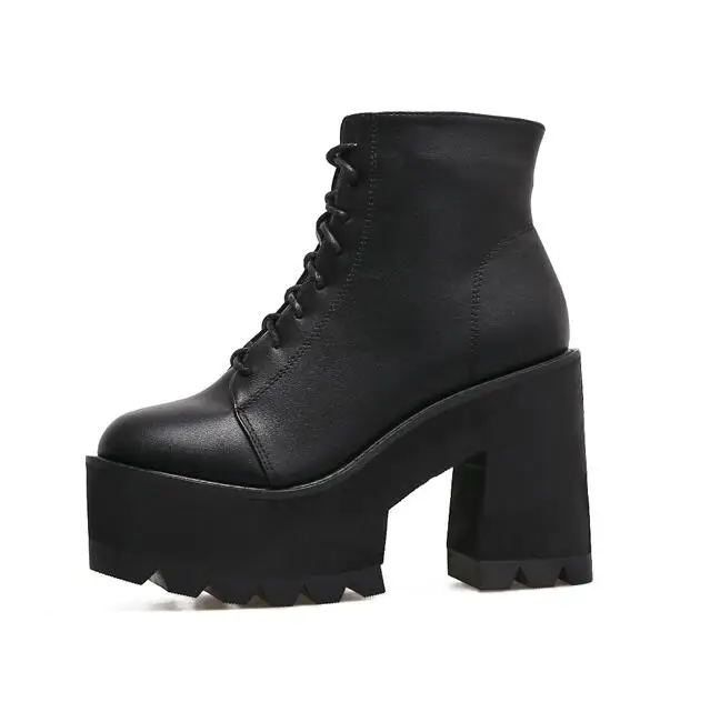 Street Style Fashion PU Leather Riding Boots for Woman Round Toe Lace-up Thick Heels Ankle Boots 2018 Punk Style Motorcycle Boot
Street Style Fashion PU Leather Riding Boots for Woman Round Toe Lace-up Thick Heels Ankle Boots 2018 Punk Style Motorcycle Boot