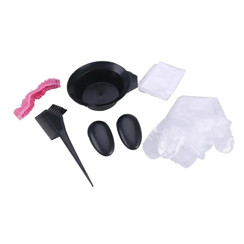 

Hairdressing Dye Hair Tools Shower Cap Brush Comb Earmuffs Mixing Bowl Cape Disposable Gloves Salon Hair Coloring Dyeing Kit Set