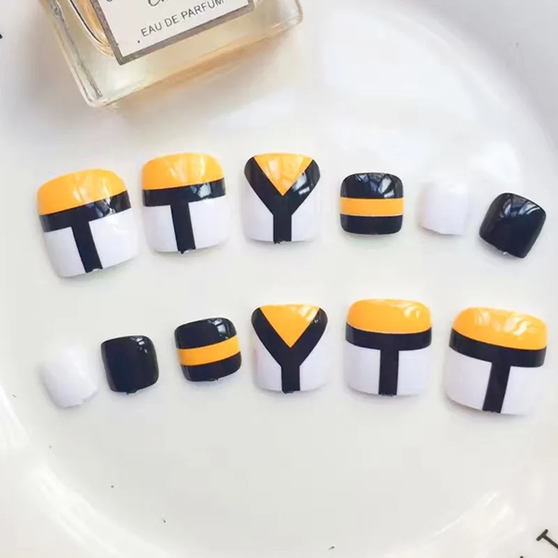 Splice Geometric False Toe Nails Yellow Black White Toenail DIY Foot Nail Art Tips Manicure Material T030
Splice Geometric False Toe Nails Yellow Black White Toenail DIY Foot Nail Art Tips Manicure Material T030