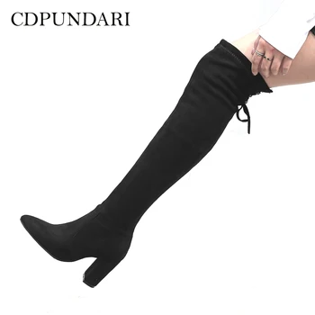 CDPUNDARI Lace Up Stretch Fabric over the knee boots women thigh high boots Ladies Winter boots shoes woman Black Gray
CDPUNDARI Lace Up Stretch Fabric over the knee boots women thigh high boots Ladies Winter boots shoes woman Black Gray