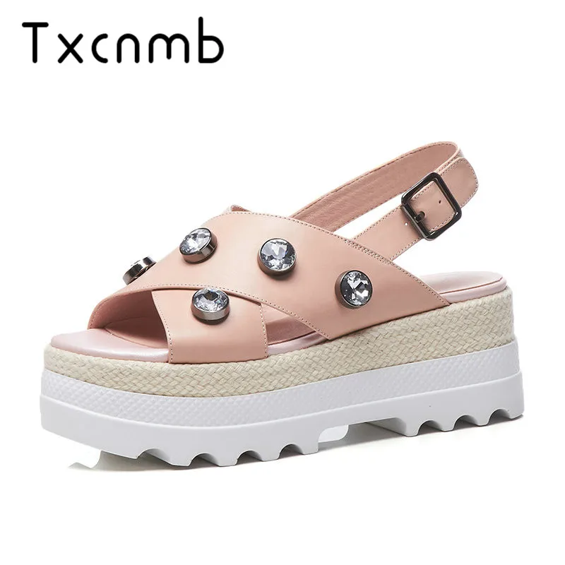 TXCNMB Shoes Woman 2020 Wedding Platform Sandals Wedge Women Genuine Leather High Heels Open Toe Fashion Female Summer Shoes
TXCNMB Shoes Woman 2020 Wedding Platform Sandals Wedge Women Genuine Leather High Heels Open Toe Fashion Female Summer Shoes