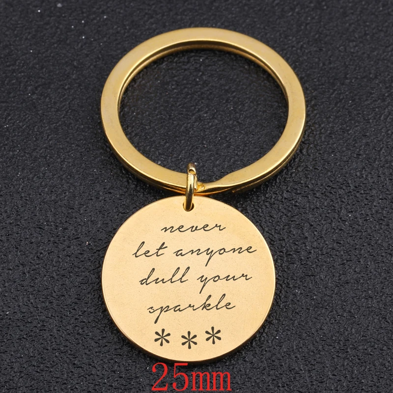 Never Let Anyone Dull Your Sparkl* Hand Stamped Keychain Inspirational Gift Gift For Her Round Stainless Steel Key Fobs
Never Let Anyone Dull Your Sparkl* Hand Stamped Keychain Inspirational Gift Gift For Her Round Stainless Steel Key Fobs