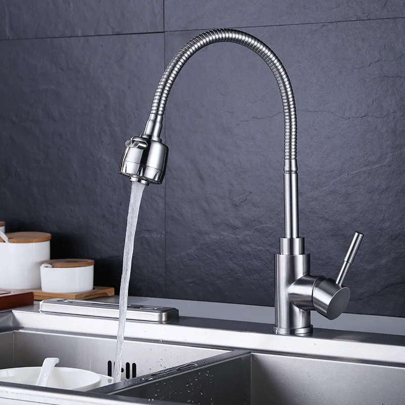 304 stainless steel vertical basin faucet, single universal rotating faucet Variety Rotary cold and hot Kitchen sink faucet
304 stainless steel vertical basin faucet, single universal rotating faucet Variety Rotary cold and hot Kitchen sink faucet