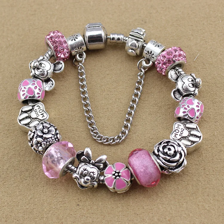 2019 New European Retro Pink Glass Crystal Cute Mickey Silver Plated Pan Bracelet Original DIY Handmade Best Girl Gift
2019 New European Retro Pink Glass Crystal Cute Mickey Silver Plated Pan Bracelet Original DIY Handmade Best Girl Gift