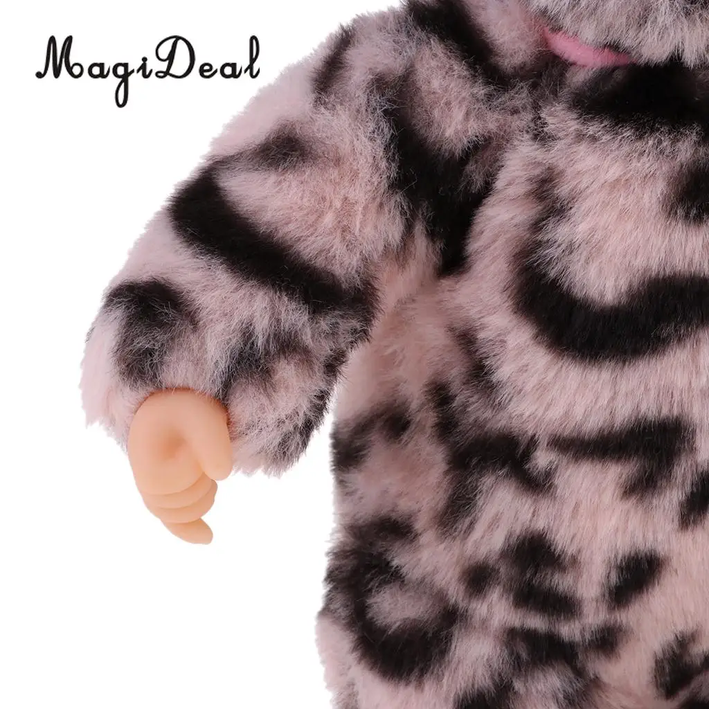 Cute Sleeping Baby Doll Stuffed Doll Leopard Print Clothes Kids Plush Toys For Christmas Gift Baby Doll Reborn Baby Kids Toys