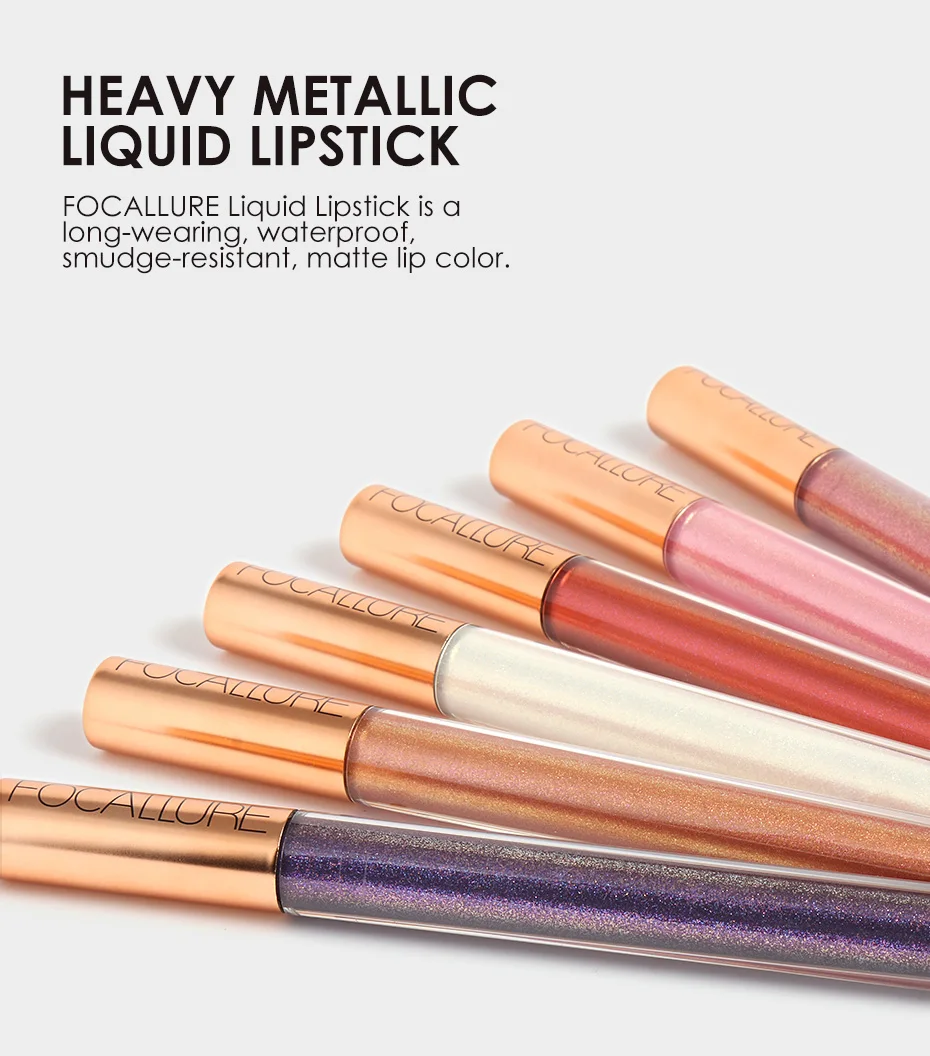 FOCALLURE 12 New Arrival Shimmer Lip Gloss Waterproof Matte Lipstick Metal Rose Golden Lip Gloss Liquid Lipstick FOCALLURE 12 New Arrival Shimmer Lip Gloss Waterproof Matte Lipstick Metal Rose Golden Lip Gloss Liquid Lipstick