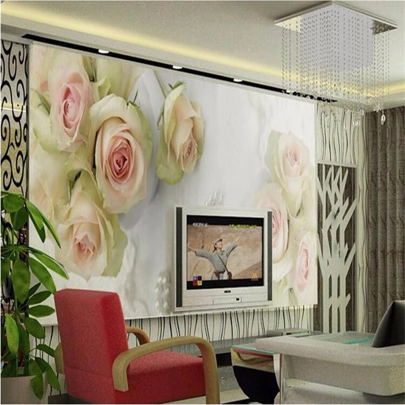 

beibehang Custom Photo wall papers home decor 3D Large Murals Rose white living room sofa bedroom mural wallpaper for walls 3 d