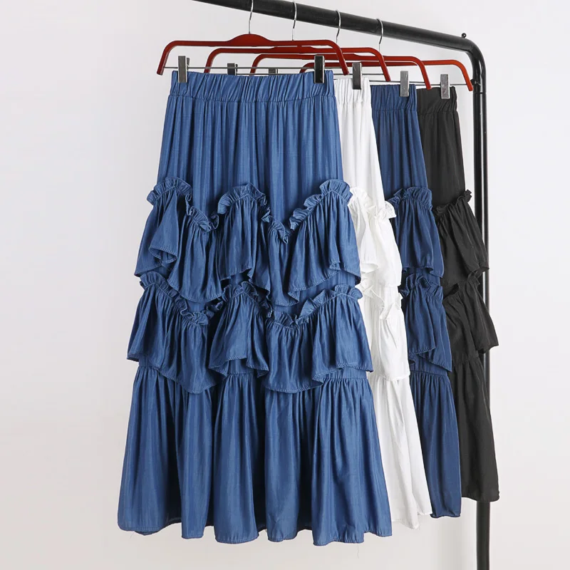 Faldas Mujer Moda 2019 Spring Summer Sweet Tiered Maxi Long Skirts Satin Ruffles Cakee Layered A-line Long Skirts Blue White
Faldas Mujer Moda 2019 Spring Summer Sweet Tiered Maxi Long Skirts Satin Ruffles Cakee Layered A-line Long Skirts Blue White