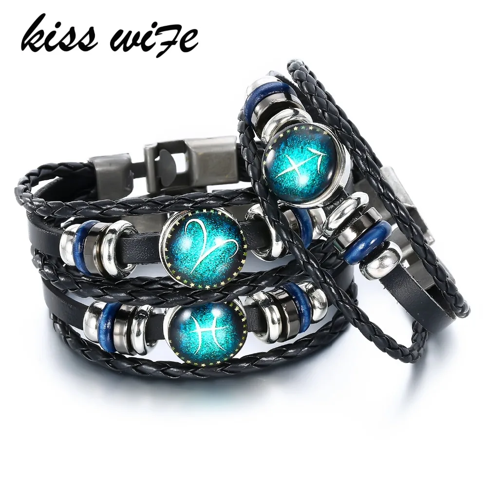 KISS WIFE 12 Constellation Leather Bracelets & Bangles Virgo/Sagittarius/Aquarius/Scorpio/Libra/Capricorn Bracelet Men
KISS WIFE 12 Constellation Leather Bracelets & Bangles Virgo/Sagittarius/Aquarius/Scorpio/Libra/Capricorn Bracelet Men
