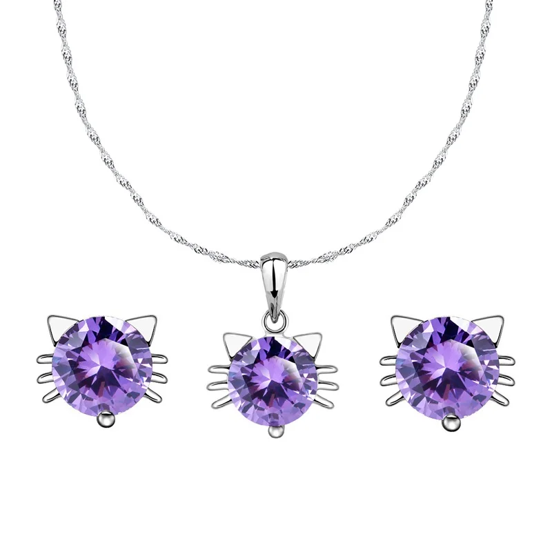 H:HYDE Romantic CZ Crystal Cubic Zircon Cute Pretty Cat Necklace Hoop Earrings Jewelry Sets Women Accessories Jewellery
H:HYDE Romantic CZ Crystal Cubic Zircon Cute Pretty Cat Necklace Hoop Earrings Jewelry Sets Women Accessories Jewellery