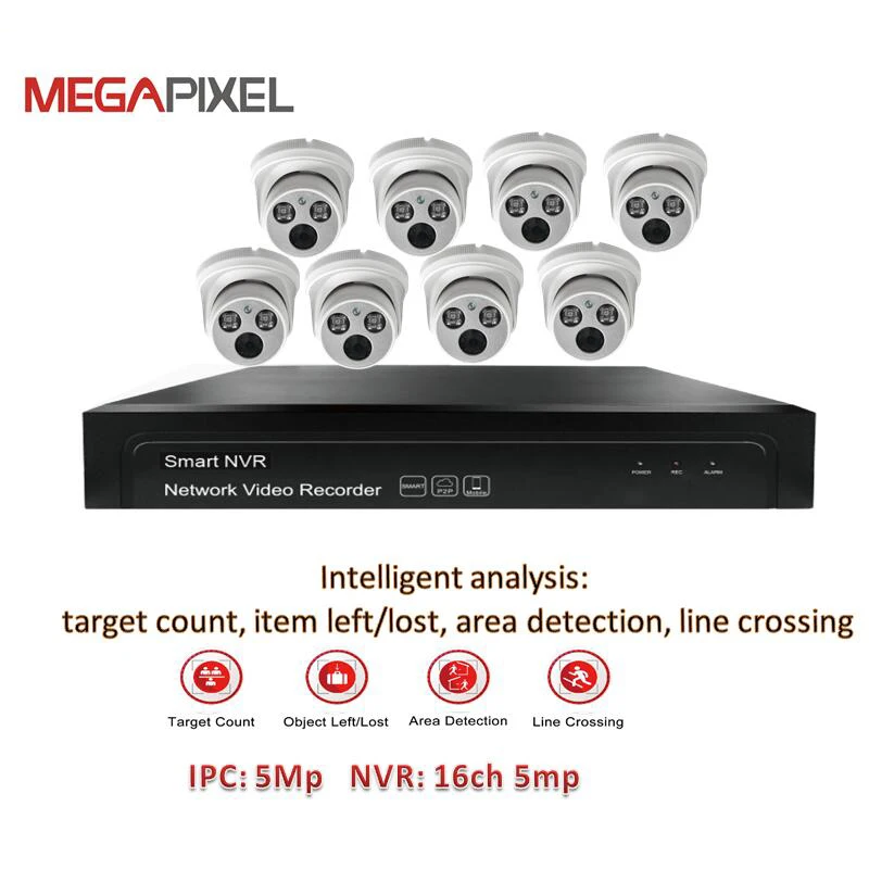 

Megapixel IP Camera CCTV NVR Kits intelligent analysis video surveillance system 5mp 4ch 8ch PoE IR Dome video surveillance