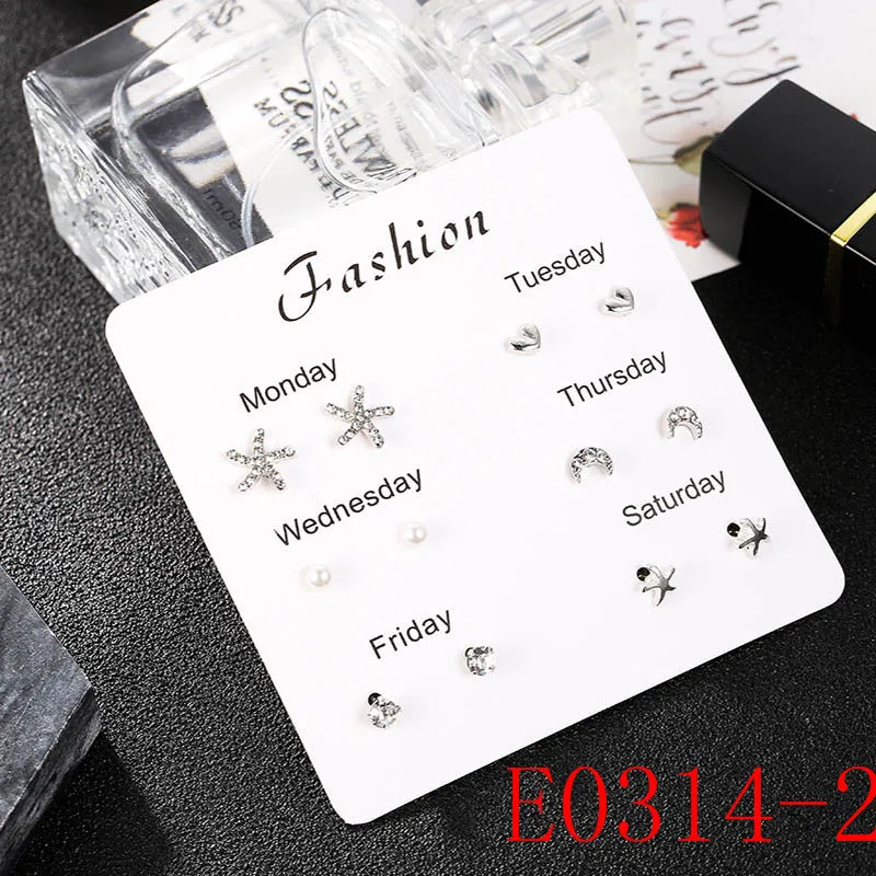 Wedding Girls Stud Earring Monday To Saturday Crytal Cute Hot Sale Zircon Seaside Fashion Jewelry Stars Leaf 1Set Graceful Heart
Wedding Girls Stud Earring Monday To Saturday Crytal Cute Hot Sale Zircon Seaside Fashion Jewelry Stars Leaf 1Set Graceful Heart