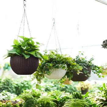 OOTDTY Beautiful Round Plastic Flower Pot Garden Plant Chain Woven Wicker Hanging Planters Balcony Decoration
OOTDTY Beautiful Round Plastic Flower Pot Garden Plant Chain Woven Wicker Hanging Planters Balcony Decoration