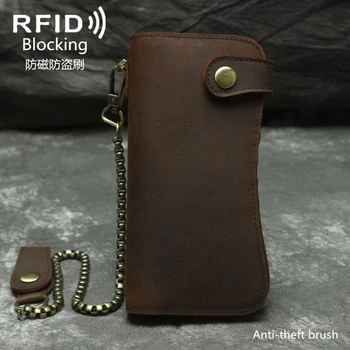 Fashion Leather Men Wallet Buckle Crazy Horse Leather Long Wallet with Chains Vintage card Holder Antimagnetic lining RFID BLOCK
Fashion Leather Men Wallet Buckle Crazy Horse Leather Long Wallet with Chains Vintage card Holder Antimagnetic lining RFID BLOCK