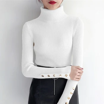 Winter autumn turtleneck Sweater Women Skinny Elastic Knitted Soft Pullover Sweater female Buckle Sleeve korean fashion Pullover
Winter autumn turtleneck Sweater Women Skinny Elastic Knitted Soft Pullover Sweater female Buckle Sleeve korean fashion Pullover