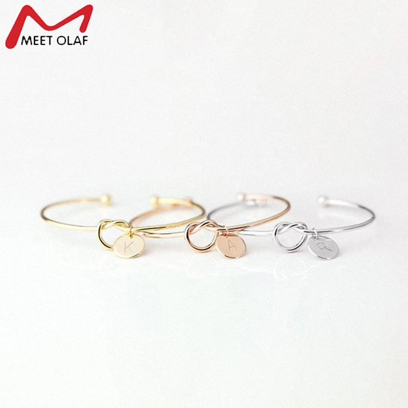 New Fashion 26 Letters Bracelet Women Lovers Rose Gold/Silver Letter Open Knotted Bracelets Personality Jewelry CE0543 | Украшения и