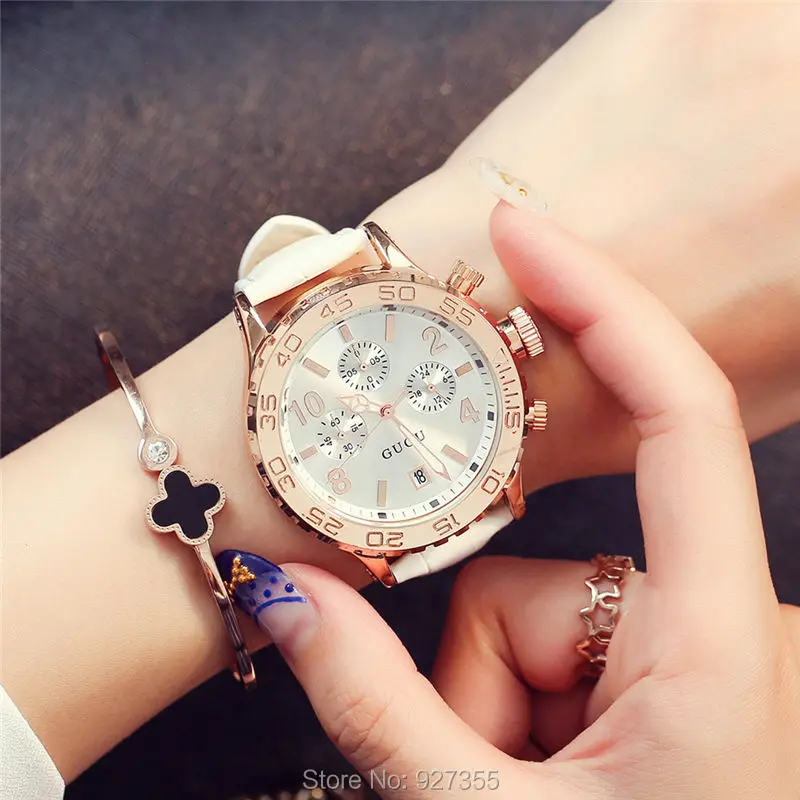 2017 New GUOU Watch Fashion Women Rose Gold Luxury Leather Band Calendar Quartz Watches Six-pin Big Dial Multifunction Watches
2017 New GUOU Watch Fashion Women Rose Gold Luxury Leather Band Calendar Quartz Watches Six-pin Big Dial Multifunction Watches