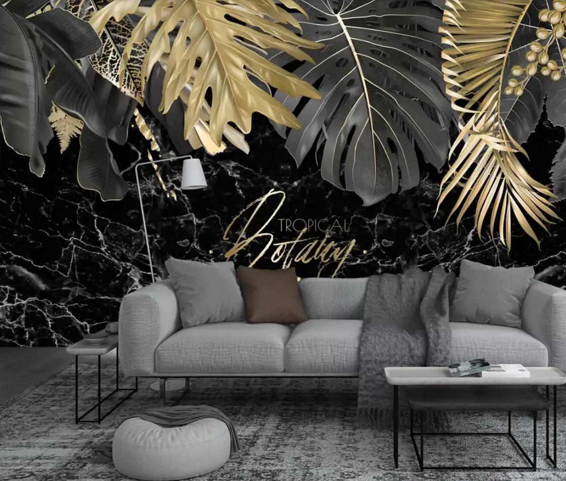Luxury Gold Plant Leaf Wallpaper Mural with Black Backsplash Waterproof Canvas HD Hand-painted Wall Papers Rolls Custom
Luxury Gold Plant Leaf Wallpaper Mural with Black Backsplash Waterproof Canvas HD Hand-painted Wall Papers Rolls Custom