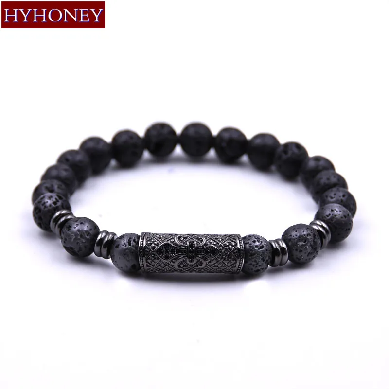 HYHONEY Brass Metal Micro Pave Cubic Zirconia CZ Tube Bracelet Strand 8MM Lava Natural Stone Stretch Bracelet men Jewelry
HYHONEY Brass Metal Micro Pave Cubic Zirconia CZ Tube Bracelet Strand 8MM Lava Natural Stone Stretch Bracelet men Jewelry