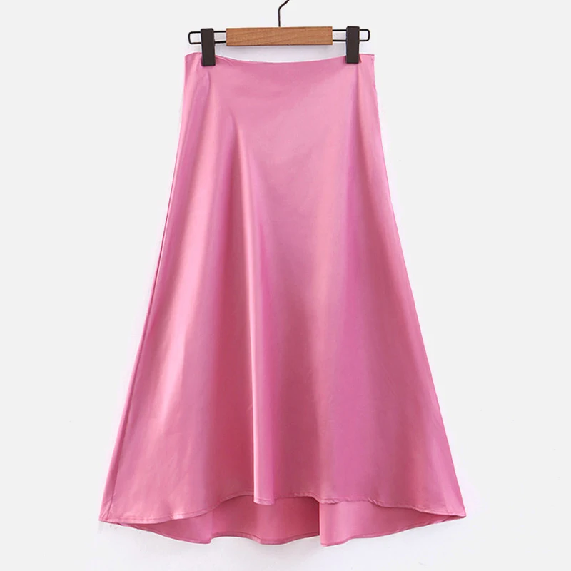 Office Lady Irregular Solid Long Skirt Pink Silk Satin A-line High Waist Women Skirts 2019 Summer Fashion Elegant Ladies Bottoms
Office Lady Irregular Solid Long Skirt Pink Silk Satin A-line High Waist Women Skirts 2019 Summer Fashion Elegant Ladies Bottoms