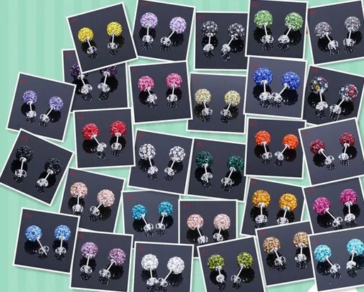 Lowest Price!10mm Clay Mixed 20 Color OM Crystal Micro Pave Disco Ball Silver Plated crystal Earrings Stud crystal
Lowest Price!10mm Clay Mixed 20 Color OM Crystal Micro Pave Disco Ball Silver Plated crystal Earrings Stud crystal