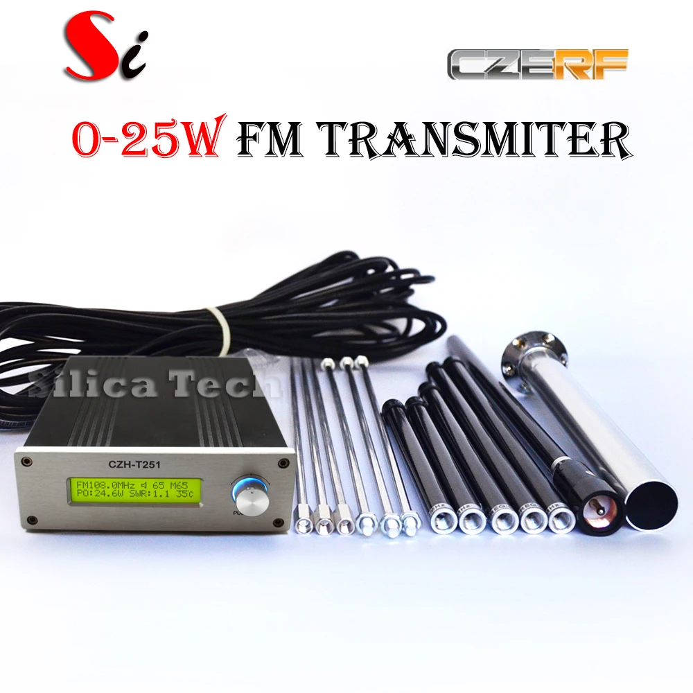 Professional CZE-T251 0-25W adjustable FM stereo transmitter broadcast radio station + GP2 outdoor antenna + Power supply KIT
Professional CZE-T251 0-25W adjustable FM stereo transmitter broadcast radio station + GP2 outdoor antenna + Power supply KIT