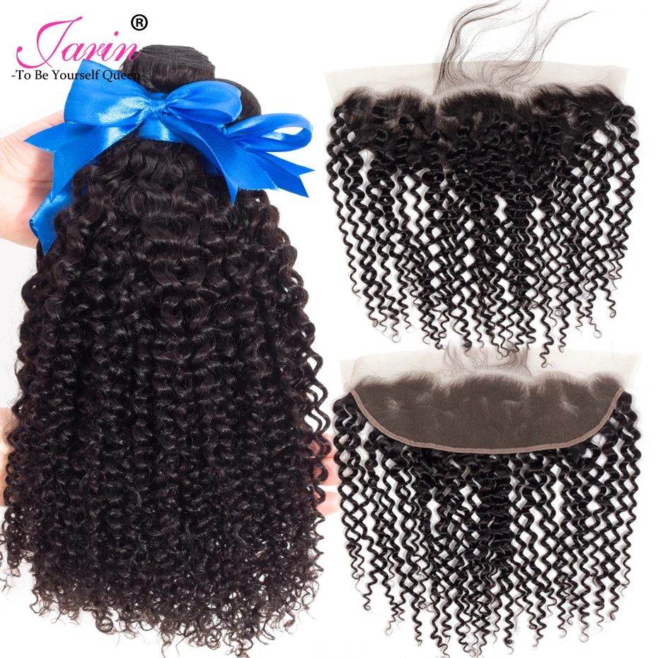 

JARIN Top Brazilian Kinky Curly Hair 3 Bundles With 13x4 Lace Frontal Closure 100% Human Hair 4pcs/lot Remy Hair Extension