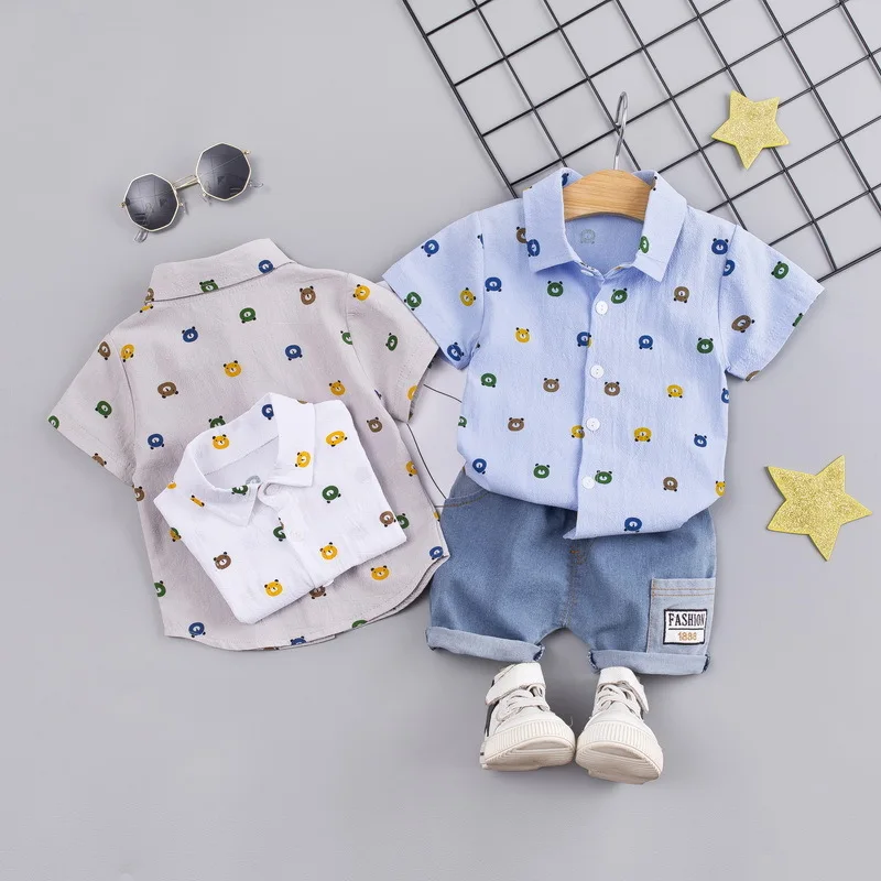 Fashion Summer Baby Boys Girls Children Suit Infant Cotton Cartoon Lapel Shirt Shorts 2 Pc/Sets Toddler Clothing Kids Tracksuits
Fashion Summer Baby Boys Girls Children Suit Infant Cotton Cartoon Lapel Shirt Shorts 2 Pc/Sets Toddler Clothing Kids Tracksuits