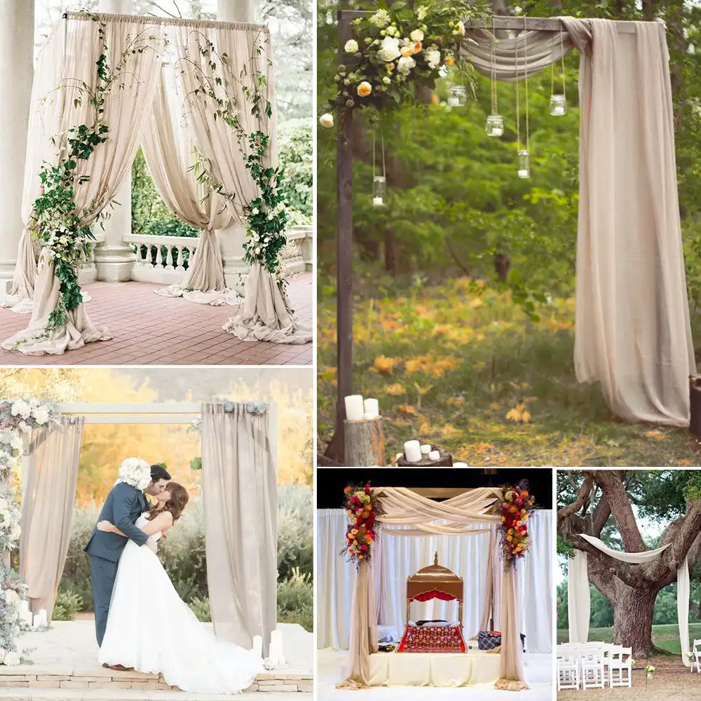 5m Nude Chiffon Fabric For Wedding Backdrops Party Ceremony Arch