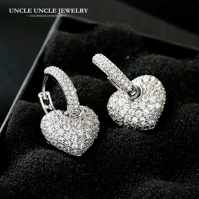 Classic Heart Earrings White Gold Color Sparkly Cubic Zirconia Micro Setting Woman Wedding Earring Jewelry Wholesale
Classic Heart Earrings White Gold Color Sparkly Cubic Zirconia Micro Setting Woman Wedding Earring Jewelry Wholesale