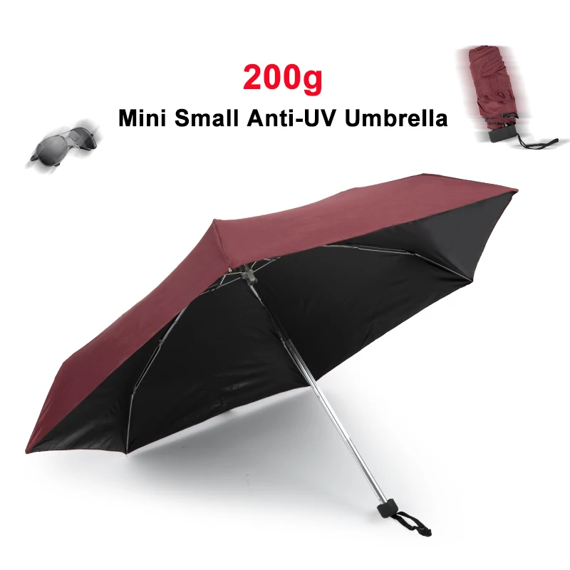 Fancytime 200g Mini Small Umbrella Folding Umbrella Pocket Women Kids Umbrella Anti-UV Women's Umbrella Sunny Rainy