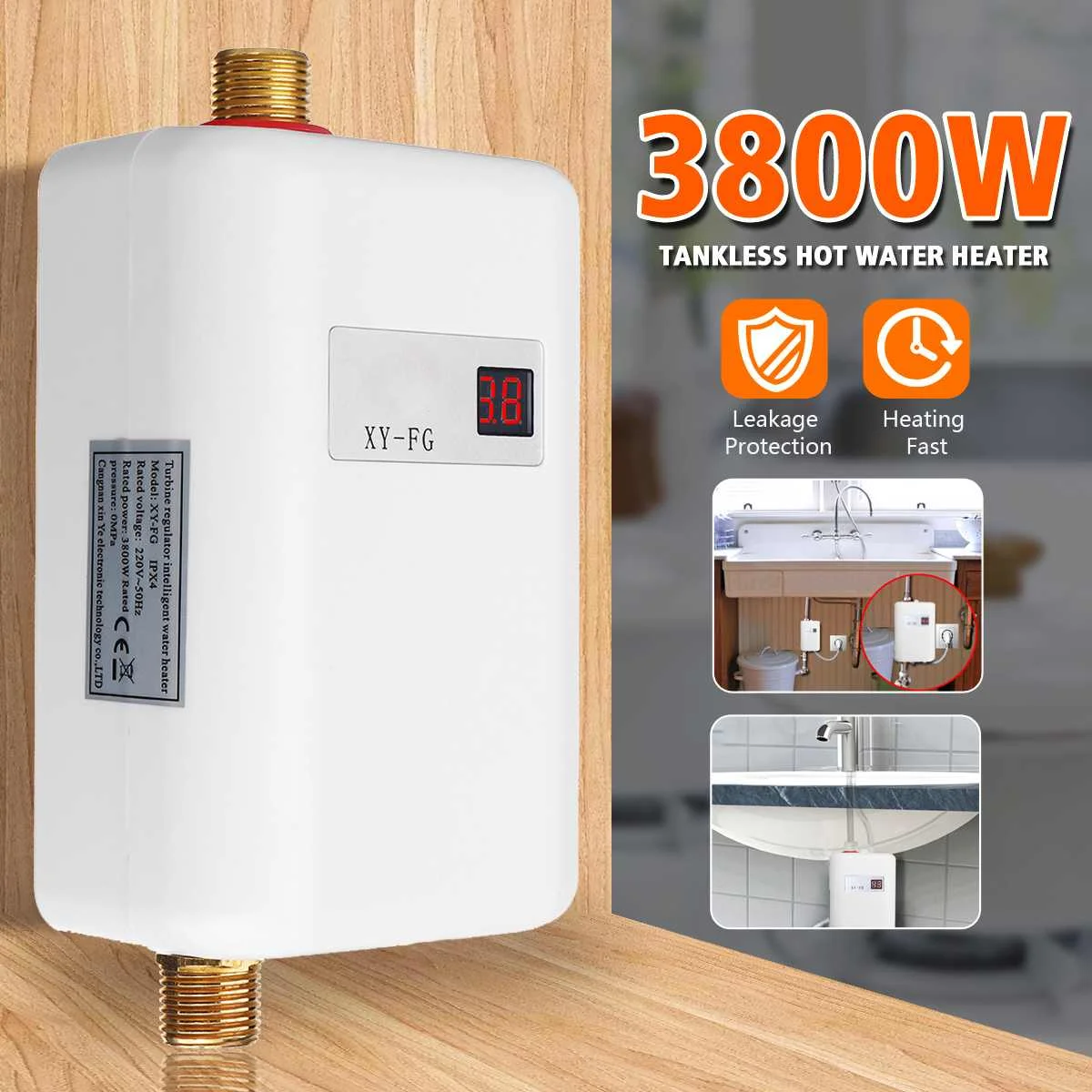 Mini Electric Water Heater Instant Tankless LCD Hot Water Heater for Bathroom Kitchen Temperature Display 220V 3.8KW
Mini Electric Water Heater Instant Tankless LCD Hot Water Heater for Bathroom Kitchen Temperature Display 220V 3.8KW
