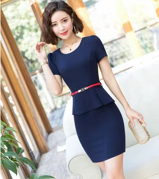 Novelty Navy Blue Summer Dresses With Belt Formal OL Styles Ladies Office Work Wear Dress Slim Hips Beauty Salon Vestidos
Novelty Navy Blue Summer Dresses With Belt Formal OL Styles Ladies Office Work Wear Dress Slim Hips Beauty Salon Vestidos