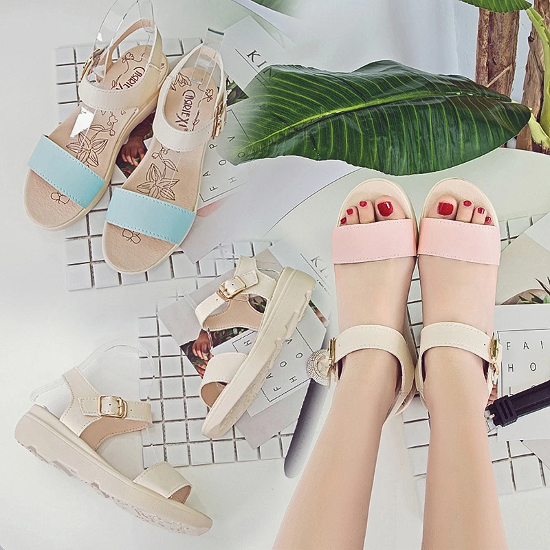 Wedges Sandals Fish mouth Mixed colors Women's Sandals With Shake Bottom Korean Word Shoes (3)