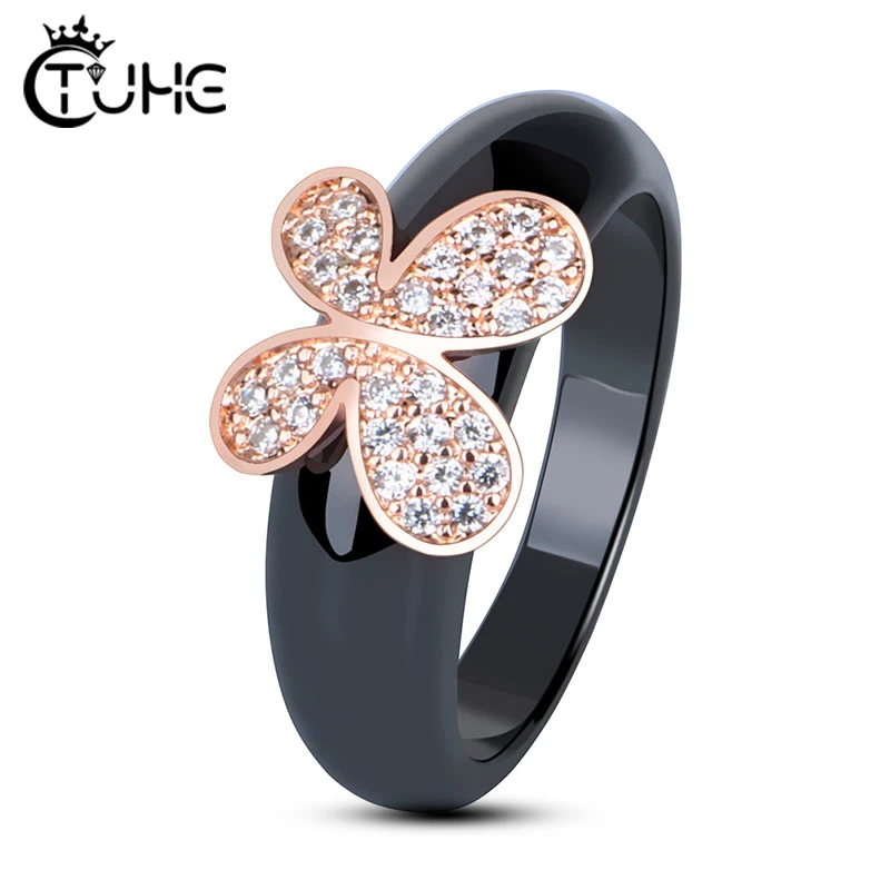 Lovely Cute Butterfly Rings With Rhinestone Black Color Never Fade Healthy Irregular Ceramic Rings for Wedding Finger Jewelry
Lovely Cute Butterfly Rings With Rhinestone Black Color Never Fade Healthy Irregular Ceramic Rings for Wedding Finger Jewelry