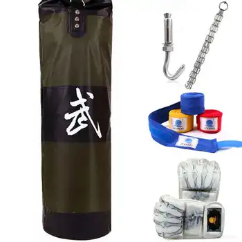 

New 90cm Training MMA Boxing Bag Hook Hanging Kick Muay Thai Sanda Punching Bag Sandbag Punch Fight Bag (Empty) with hooks