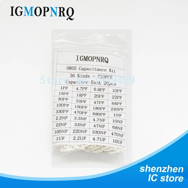 36values*20pcs=720pcs 0805 SMD Capacitor assorted kit 1pF~10uF component diy samples kit new and original
36values*20pcs=720pcs 0805 SMD Capacitor assorted kit 1pF~10uF component diy samples kit new and original