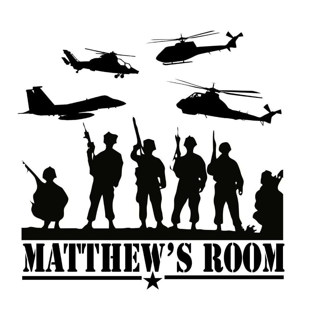 Custom-made Personalized Army Marines Navy Vinyl Wall Decal Boys Bedroom Military-you Choose the Color and Name | Дом и сад