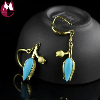 Top Quality Turquoise Gold Color Drop Earrings Gemstone Jewelry 925 Sterling Silver Earrings For Women Fine Tulip Flower SE95
Top Quality Turquoise Gold Color Drop Earrings Gemstone Jewelry 925 Sterling Silver Earrings For Women Fine Tulip Flower SE95