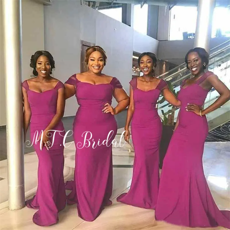 High Quality African Bridesmaid Dresses Cheap Elastic Satin Mermaid Floor Length Long Elegant Maid Of Honor Dress 2019 New
High Quality African Bridesmaid Dresses Cheap Elastic Satin Mermaid Floor Length Long Elegant Maid Of Honor Dress 2019 New