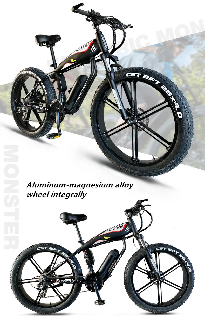 Cheap Electric Bike 48V 500W Lithium Engine 4.0 Fat Tire Aluminum Alloy Frame Bicycle SHIMAN0 27 30 Speed Snow Beach E Bike 15