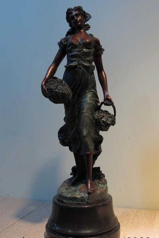 bi003708 Western Art Deco Bronze Marble Base Sculpture Woman Basket Grape Figurine Statue
bi003708 Western Art Deco Bronze Marble Base Sculpture Woman Basket Grape Figurine Statue