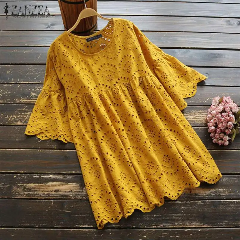 Tops Blouses ZANZEA Women Embroidered Shirt 2019 Summer Sexy Hollow Out Ruffles Sleeve Blusas Plus Size 5XL Tunic Blusa Feminina
Tops Blouses ZANZEA Women Embroidered Shirt 2019 Summer Sexy Hollow Out Ruffles Sleeve Blusas Plus Size 5XL Tunic Blusa Feminina