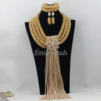 2015 Fashionable Nigerian Wedding African Crystal Beads Jewelry Set Big Gold Bridal Necklace Jewelry Sets Free Shipping AMJ682
2015 Fashionable Nigerian Wedding African Crystal Beads Jewelry Set Big Gold Bridal Necklace Jewelry Sets Free Shipping AMJ682