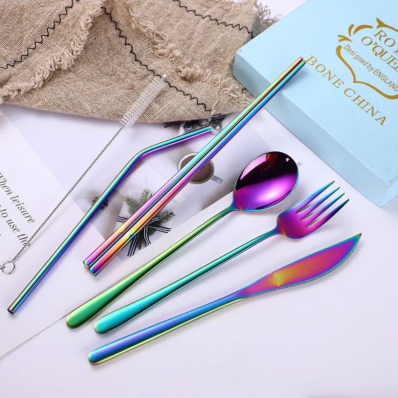 Stainless Steel Dinnerware Set Spoon Fork Chopsticks Straw With Cloth Pack Cutlery For Travel Outdoor Office Picnic BBQ
Stainless Steel Dinnerware Set Spoon Fork Chopsticks Straw With Cloth Pack Cutlery For Travel Outdoor Office Picnic BBQ