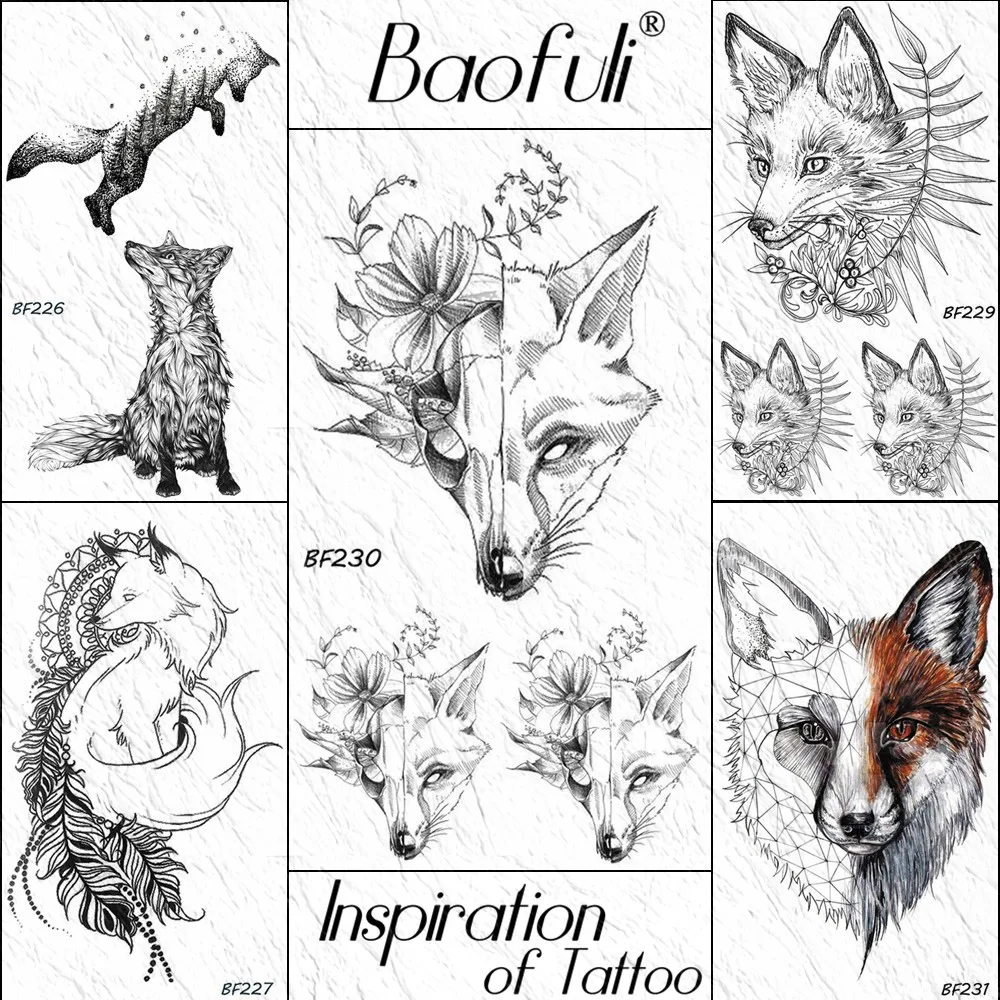 BAOFULI DIY Geometric Diamond Fox Rose Flower Temporary Tattoo Sticker Body Art Arm Fake Custom Tattoos Women Men Black Tatoo
BAOFULI DIY Geometric Diamond Fox Rose Flower Temporary Tattoo Sticker Body Art Arm Fake Custom Tattoos Women Men Black Tatoo